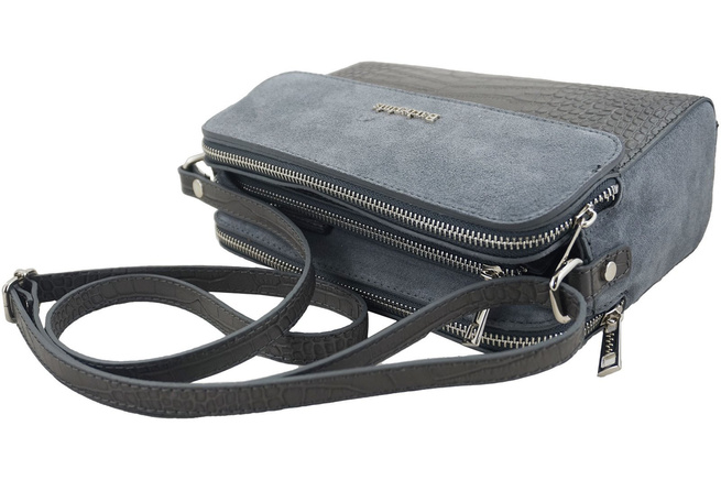 Stylová tříkomorová crossbody kabelka - tmavě šedá