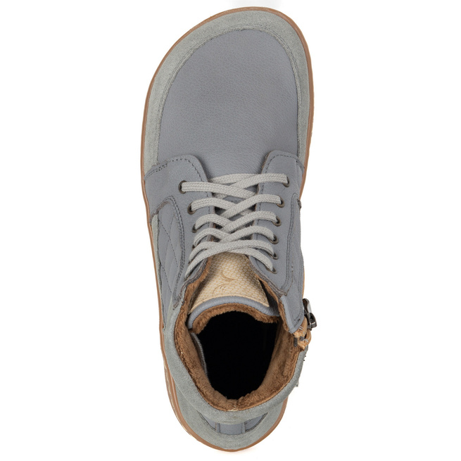 Buty damskie zimowe barefoot skórzane Z-B05 szare