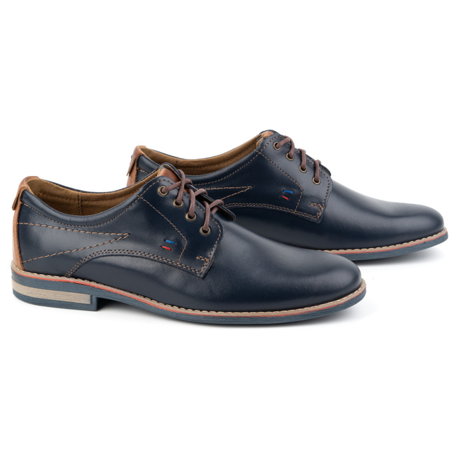 Pánská elegantní kožená obuv 825K navy blue