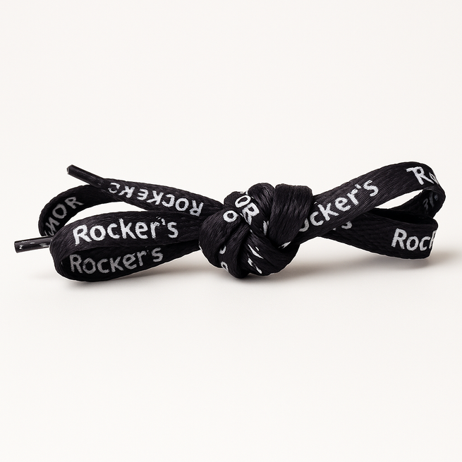 Černé tkaničky s bílým potiskem Rockers 