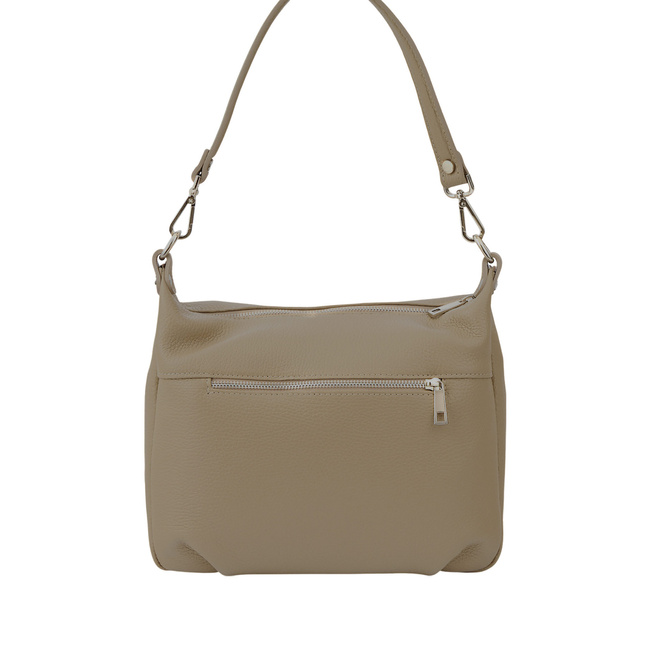 Skórzana torebka z zamszowym akcentem - Beżowa