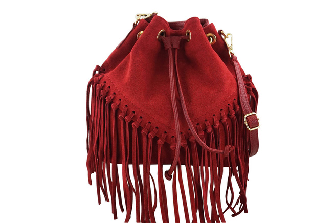 Torebka skórzana boho style - Czerwona