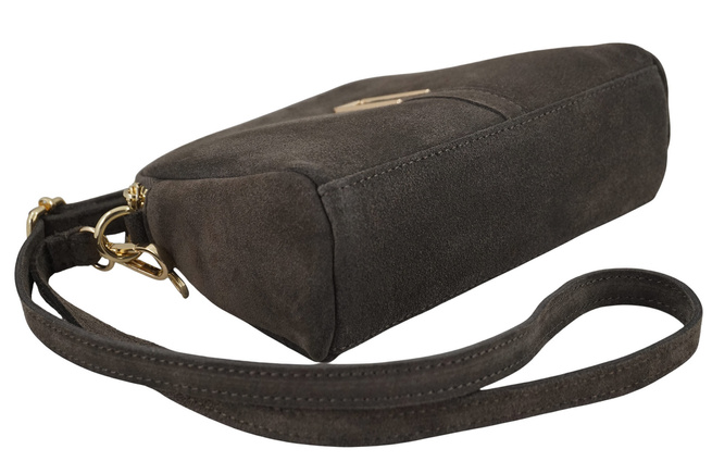 Mała torebka zamszowa wieczorowa - Beżowa ciemna