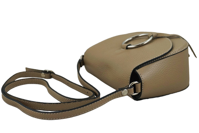 Damska skórzana listonoszka - Beżowa