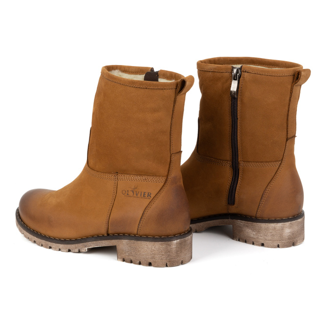 Dámské zateplené zimní kožené boty 340BB hnědé