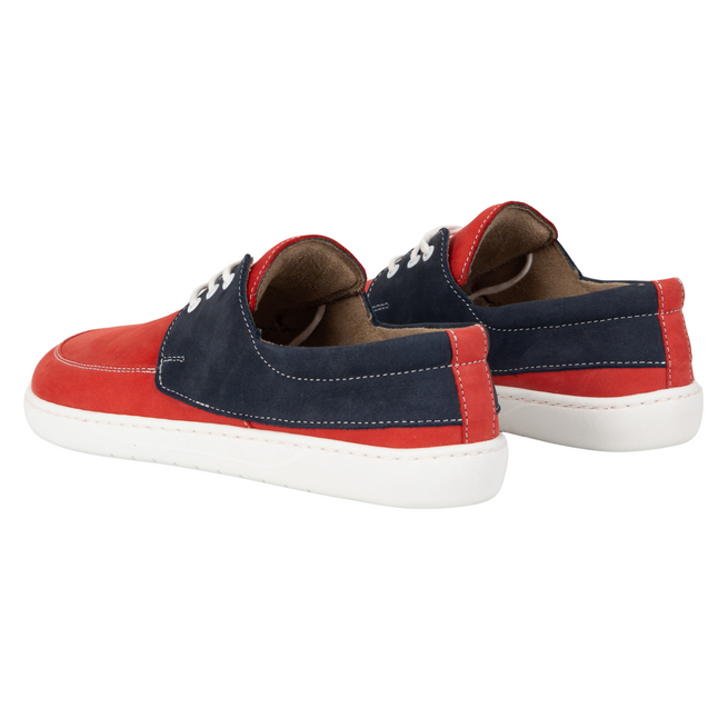 Mokasyny barefoot 0797W obuwie skórzane sznurowane czerwone