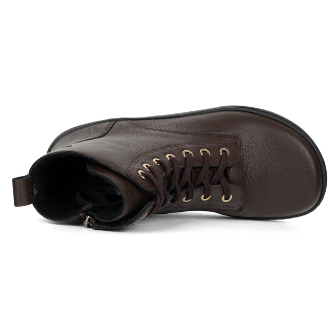 Buty damskie barefoot zimowe skórzane Olivier Liv 1303 ocieplane brązowe