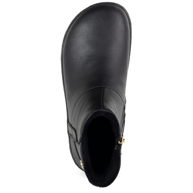 Dámské barefoot zimní kožené boty zateplené kožešinou Olivier 202MP black floter