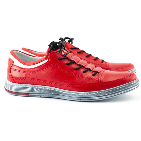 Buty męskie skórzane casual K22 czerwone