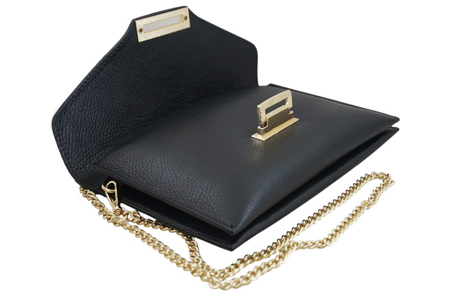 Dámská spojková taška s leopardím vzorem - černá