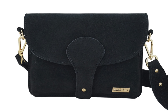 Semišová taška na dopisy se širokým popruhem - černá