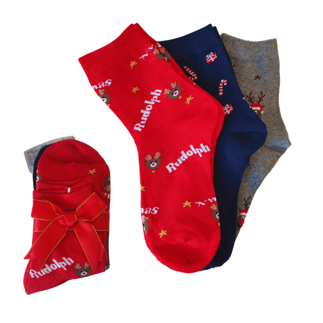 Sada dámských ponožek vánoční ponožky 3 páry bavlna