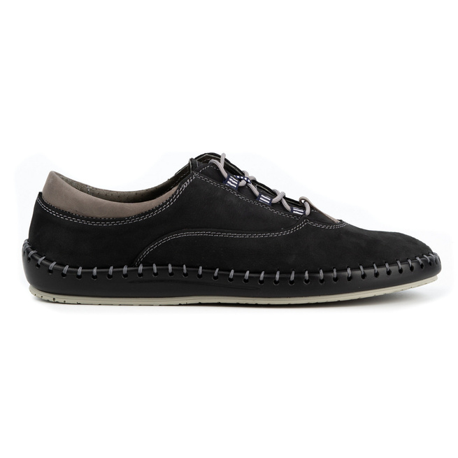 Buty męskie skórzane casual 312K czarny nubuk