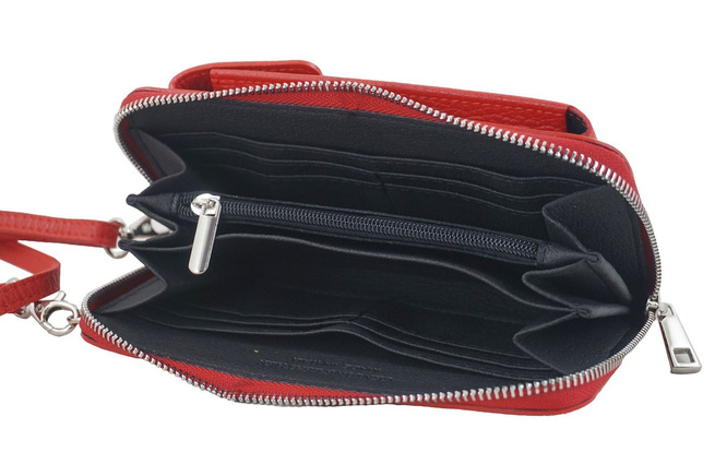 Peněženka / pouzdro na telefon z přírodní kůže - Powder pink