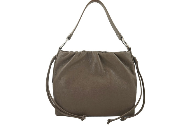 Włoska torebka marszczona na ramię - Beżowa ciemna