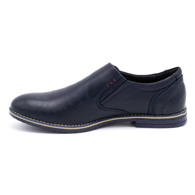 Buty męskie wsuwane skórzane 624 granatowe
