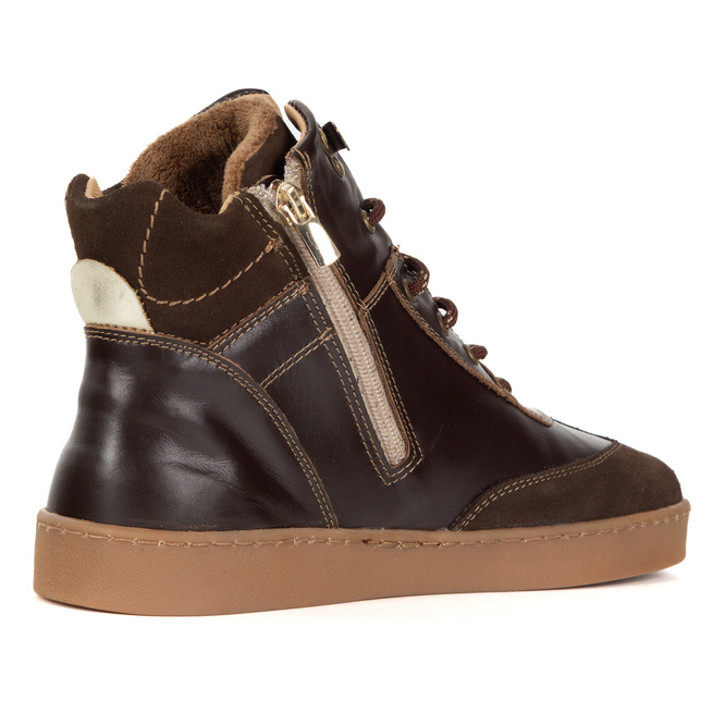 Skórzane buty BAREFOOT damskie zimowe 201MP ocieplane z naturalnej skóry brązowe