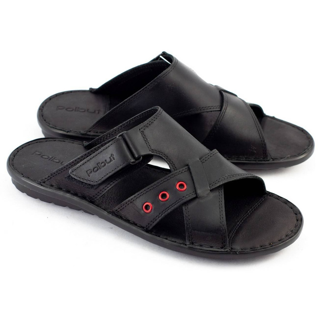 Pánské kožené žabky SA05 black