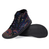 Damskie skórzane buty zimowe barefoot minimalistyczne model 1293 czarne z wzórem etniczny chabrowym
