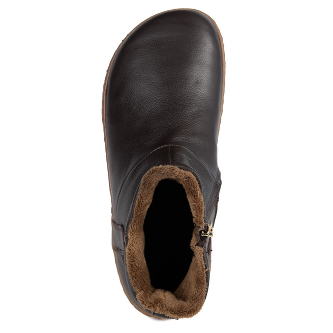 Dámské barefoot zimní kožené boty zateplené kožešinou Olivier 202MP black floter