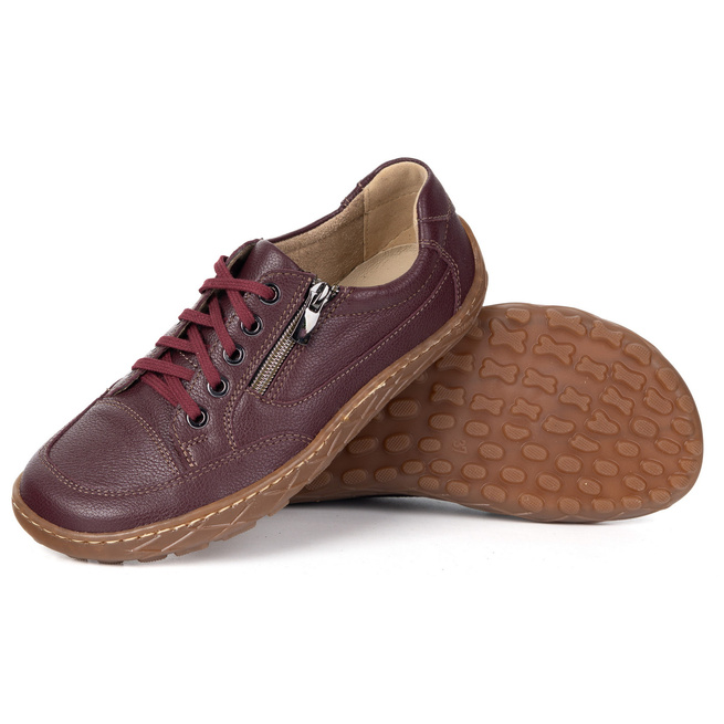 BAREFOOT Damskie minimalistyczne półbuty skórzane OLIVIER 770/2 bordowe