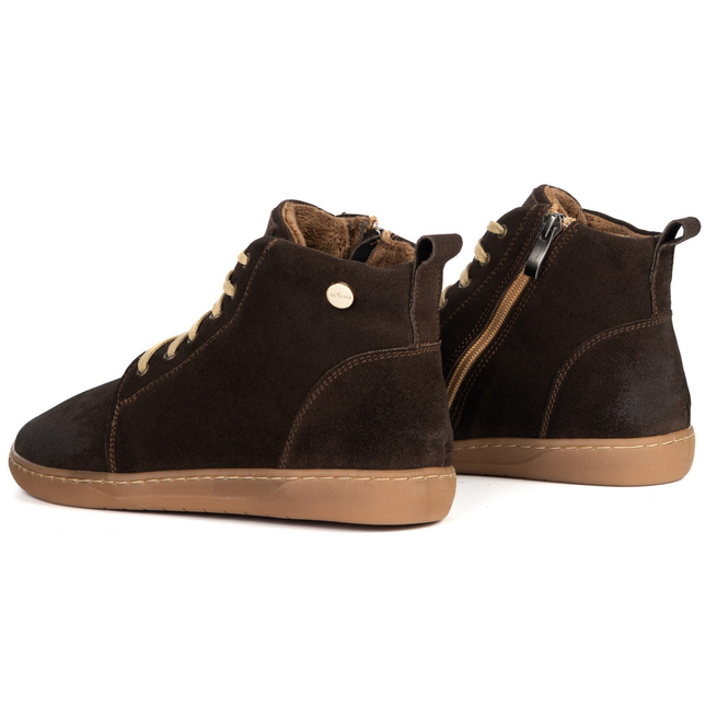 Dámské kožené zimní boty barefoot Z-B04 beige