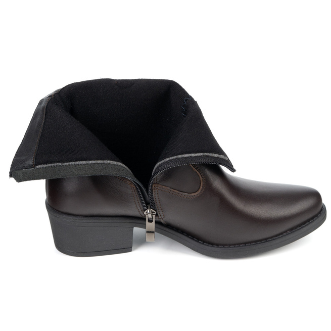 Olivier Dakota – eleganckie botki damskie skórzane ciemno brązowe kowbojki