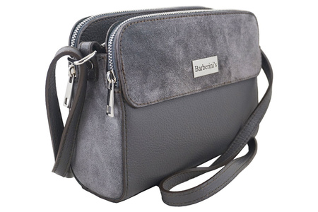 Torebka damska skórzana crossbody - Ciemnoszara