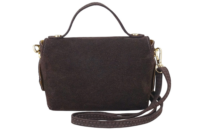 Malá semišová společenská kabelka - Hnědá tmavá