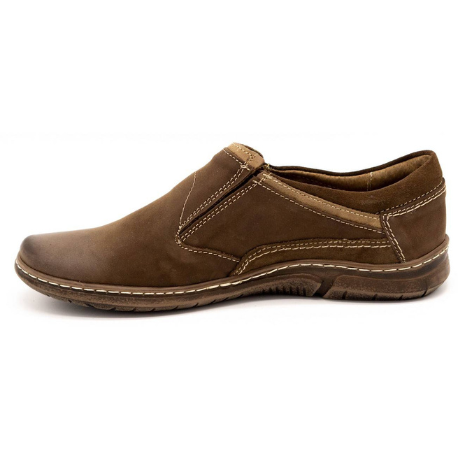 Buty męskie skórzane wsuwane 860K brązowe