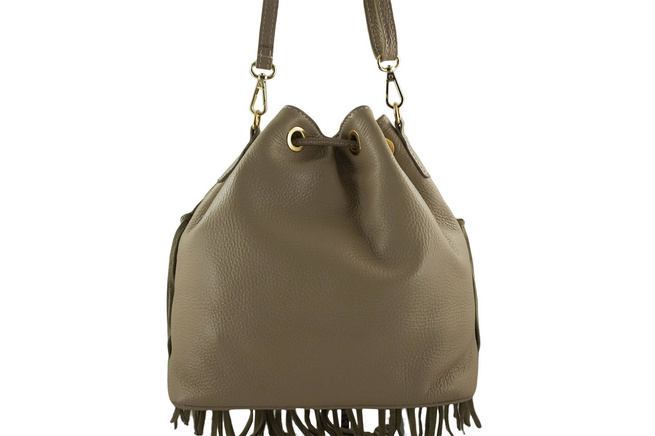 Torebka skórzana boho style - Beżowa