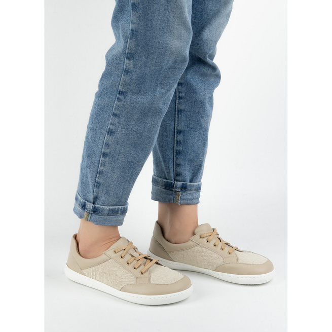 Dámské barefoot minimalistické kožené boty LEN 0772W ecru