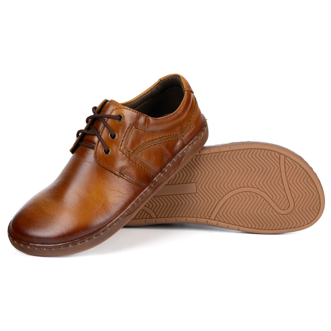 BAREFOOT Męskie buty skórzane sznurowane minimalistyczne 115KZ  brązowe