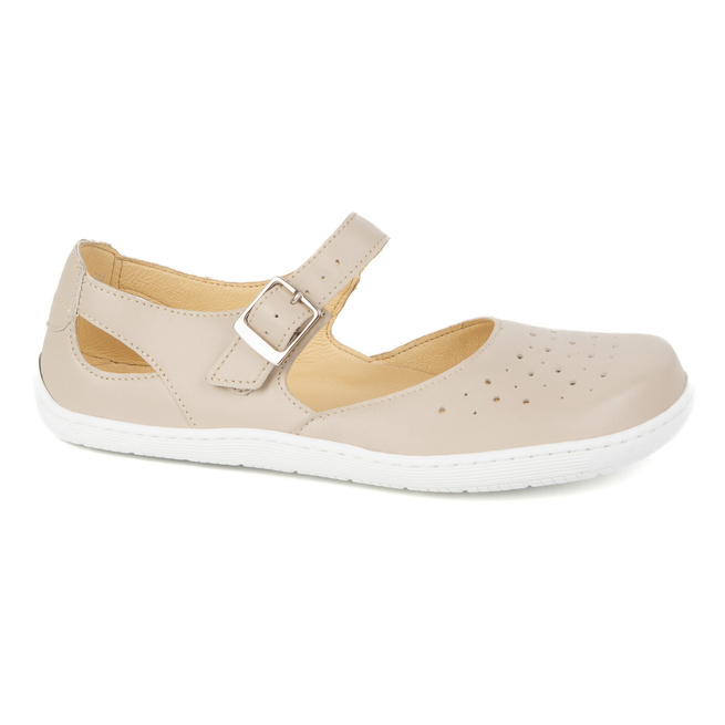 Olivier 1284 dámské barefoot ažurové baleríny - kožené boty se sponou pro každodenní a elegantní styling béžové barvy
