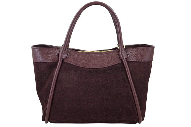 Elegancka torebka ze skóry zamszowej - Bordowa