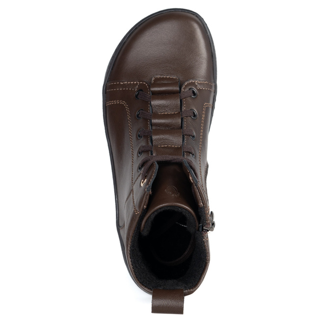 Barefoot buty skórzane minimalisthyczne Riley ocieplane brązowe