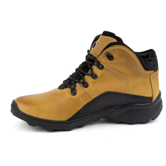 Pánské zimní kožené boty 903K camel yellow