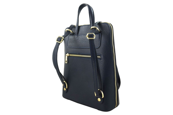 Kožený batoh / poštovní taška - Casual 2v1 - Námořnická modrá