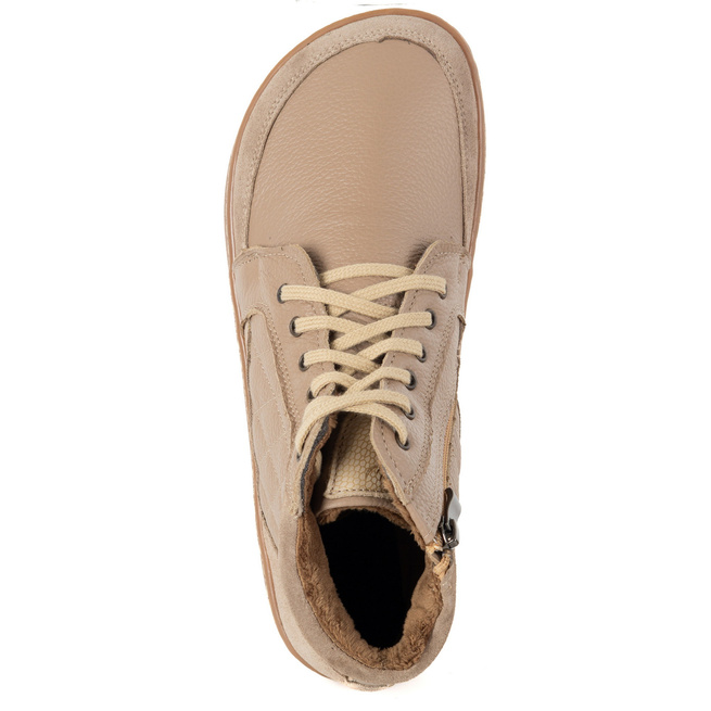 Buty damskie zimowe barefoot skórzane Z-B05 beżowe