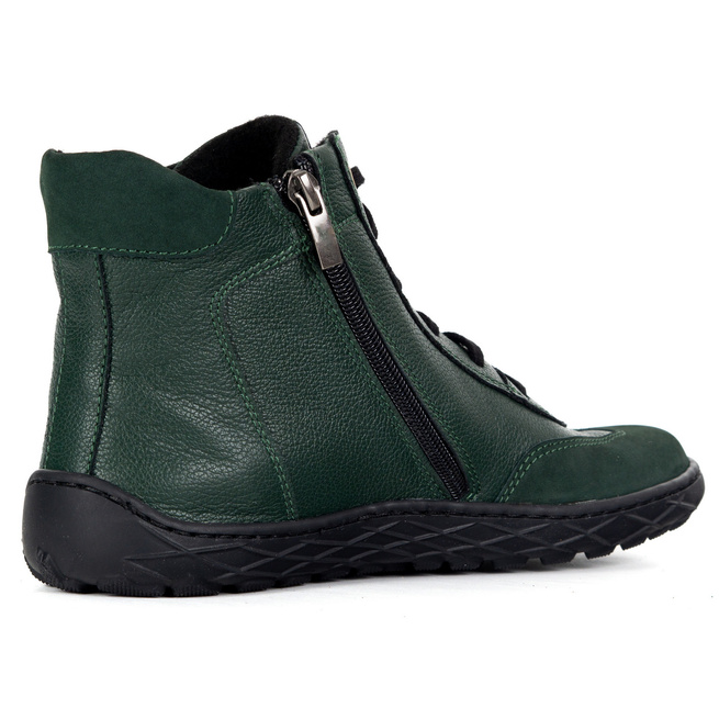 Dámské zimní kožené boty barefoot 1294 minimalistické zelené