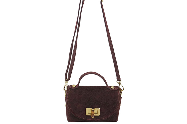 Malá semišová společenská kabelka - bordó