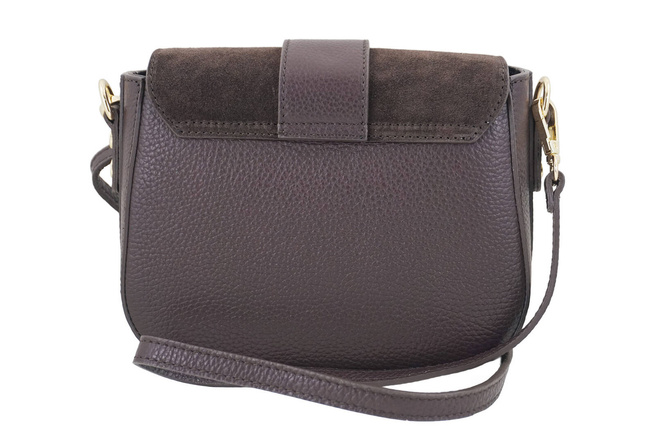 Kabelka do ruky s klopou ze semiše - Hnědá tmavá