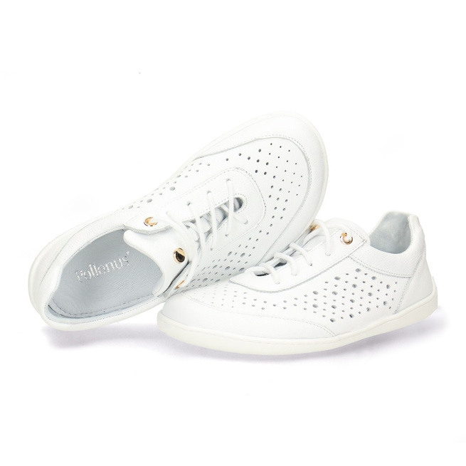 Skórzane pólbuty damskie Pollonus Białe Verona+ Perforacja Barefoot  5-1769-002