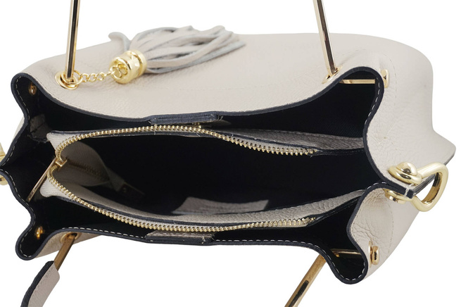 Dámská kožená kabelka Světle béžová