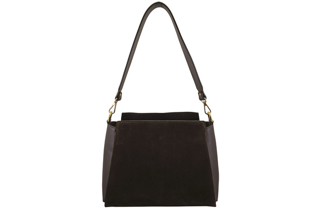 Kabelka do města z přírodního semiše a kůže - Hnědá tmavá