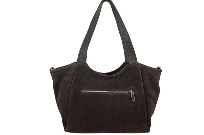 Torebka damska zamszowa typu worek - Brązowa ciemna