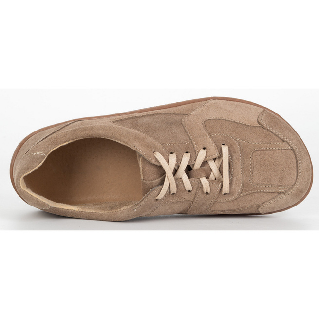 Buty BAREFOOT minimalistyczne skórzane 0796W welur beżowe