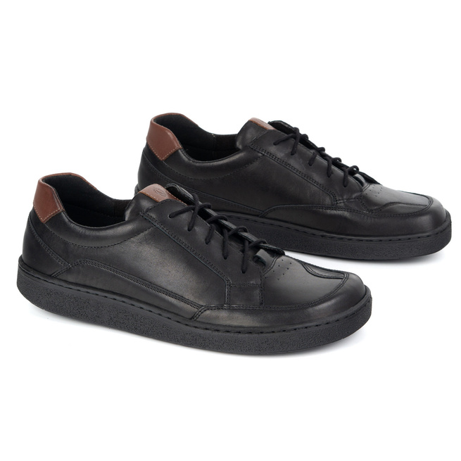 Buty męskie casual skórzane sznurowane BAREFOOT FRIENDLY 1289 czarne