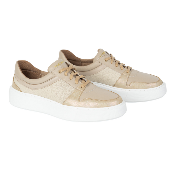 Półbuty damskie sneakersy skórzane 0774W beżowe