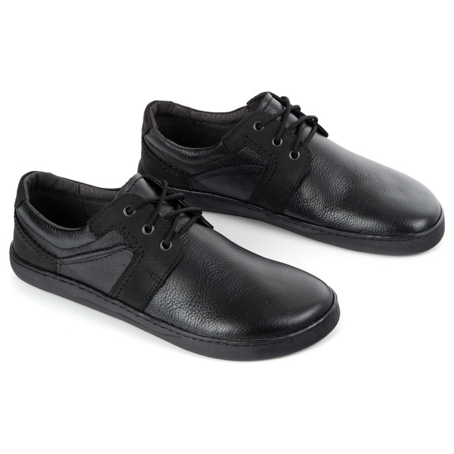 BAREFOOT Pánská minimalistická šněrovací kožená obuv 115KZ černá